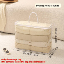 (White 40x15x30cm) Pvc Transparent Storage Bag With Zipper For Home Bedroom Travel Living Space And
