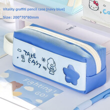 (Blue) School Canvas Supplies Organizer With Multiple Layers Star Decor Teen Students