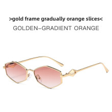 (Gold Light Brown)Lunettes de soleil sophistiquées géométriques en métal avec protection UV en polycarbonate pour look formel