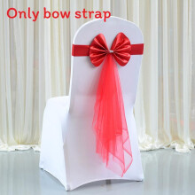 (Bright Red) Elastic Chair Wedding Band With Solid Color Butterfly Knot For Ceremony Banquet