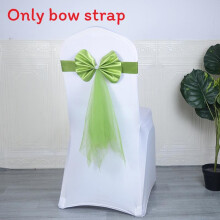 (Green) Elastic Chair Wedding Band With Solid Color Butterfly Knot For Ceremony Banquet