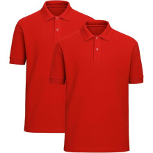 (10-11Y, Red) Twin Pack Polo Shirt Kids - Unisex Plain Polo T Shirts Schoolwear Cotton Short Sleeve Polo Neck Shirts PE School Uniform