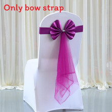 (Crimson) Elastic Chair Wedding Band With Solid Color Butterfly Knot For Ceremony Banquet