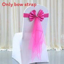(RoseRed) Elastic Chair Wedding Band With Solid Color Butterfly Knot For Ceremony Banquet
