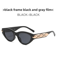 (Black Grey)Lunettes de soleil vintage chat femme avec monture plastique métal pour sorties fêtes et
