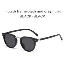 (Black)Trendy Round Sunglasses With Gradient Gray Lenses For Outdoor Activities Events And