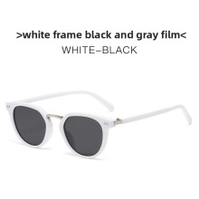 (White Black Gray)Trendy Round Sunglasses With Gradient Gray Lenses For Outdoor Activities And Events