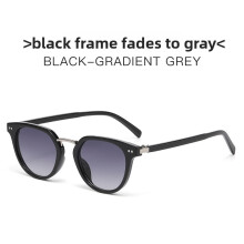 (Black Gray)Trendy Round Sunglasses With Gradient Gray Lenses For Outdoor Activities And Events