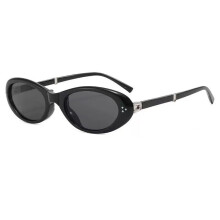 (Black)Lunettes de soleil compactes rétro Cat Eye avec verres PC pour festival et cyclisme
