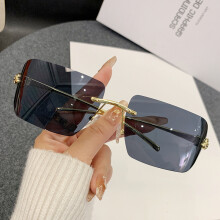 (Black Gray)Frameless Sunglasses With Uv400 For Outdoor Sports And Fashion Styling Gift