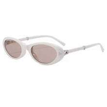 (White Brown)Retro Cat Eye Compact Sunglasses With Pc Lenses For Festival And Cycling Use