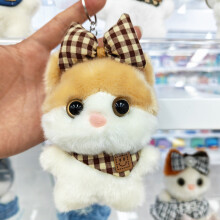 (Yellow)Cute Cat Figure Keyring With Ribbons And Bow Decorations For Kids Gift Bag