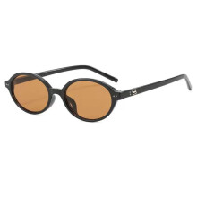 (Black Brown)Stylish Oval Sunglasses Uv Protection Pc Lens For Casual Outings Events And
