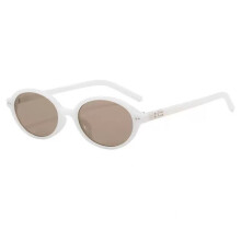 (White Light Brown)Stylish Oval Sunglasses Uv Protection Pc Lens For Casual Outings Events And