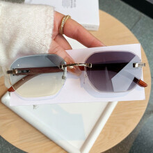 (Blue Yellow Grey)Rahmenlose geometrische Herren-Sonnenbrille mit photochromen Gläsern Schutz UV400