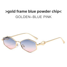 (Gold Gray Pink)Sophisticated Geometric Metal Sunglasses With Polycarbonate Uv Protection For Casual Formal Looks