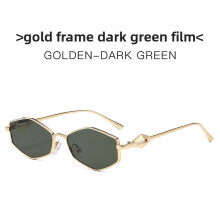 (Gold Green Gray)Sophisticated Geometric Metal Sunglasses With Polycarbonate Uv Protection For Casual Formal Looks