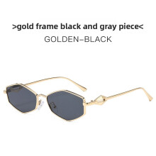 (Gold Black Gray)Sophisticated Geometric Metal Sunglasses With Polycarbonate Uv Protection For Casual Formal Looks