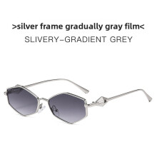 (Silver Gray Gradient)Sophisticated Geometric Metal Sunglasses With Polycarbonate Uv Protection For Casual Formal Looks