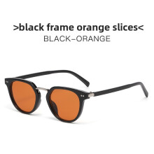 (Black Orange)Trendy Round Sunglasses With Gradient Gray Lenses For Outdoor Activities Events And