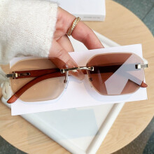 (Tea Green)Mens Frameless Geometric Sunglasses With Photochromic Lenses Uv400 Protection