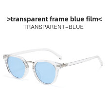 (Transparent Blue)Trendy Round Sunglasses With Gradient Gray Lenses For Outdoor Activities Events And