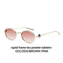 (Gold Gradient Pink)Trendy Oval Sunglasses With Metal Structure Lenses For Festival And Wear Daily