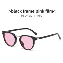 (Black Pink)Trendy Round Sunglasses With Gradient Gray Lenses For Outdoor Activities And Events