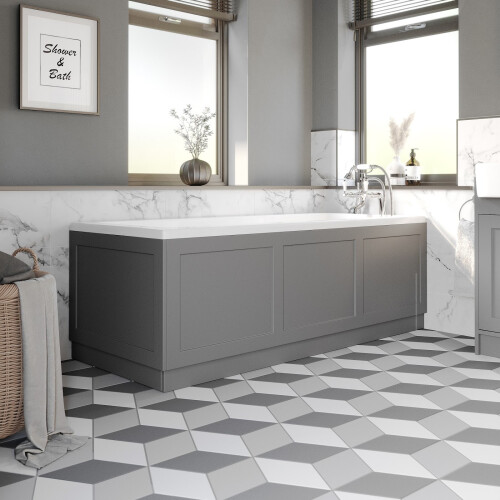 1700mm Front Side Bath Panel & 750mm End Panels 18mm MDF Bathroom Baths Traditional Matt Dark Grey