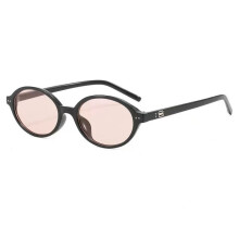(Black Orange Pink)Óculos de sol oval elegante proteção UV lente PC para passeios e eventos casuais