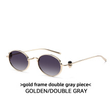 (Gold Gradient Gray)Trendy Oval Sunglasses With Metal Structure Lenses For Festival And Wear Daily