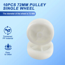 Roue Simple de 3 Pouces en Plastique PP Blanc Clair, Petite avec Diamètre 72 Mm, Pièce Lisse, Poulie de Lit Pliante, 10 Pièces