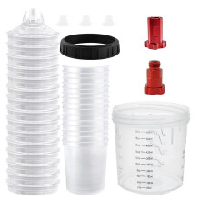 Paint Cups for Automotive Paint, HVLP Paint Mixing Cups 20 Ounce (600ml) Kit with Retainer ,Adapter, Paint Stirrer