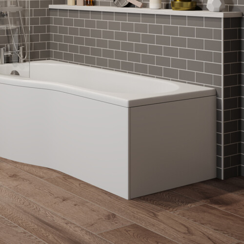 700mm End Bath Panel 3mm Acrylic for Bathroom P Shaped Baths Easy to Cut Modern White Gloss