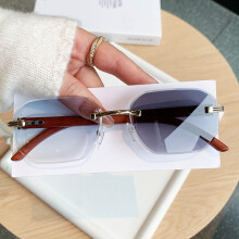 (Gradient Blue Grey)Lunettes de soleil géométriques homme sans monture avec verres photochromiques protection Uv400