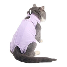 Post-Surgery Recovery Suit for Cats – Breathable High-Stretch Sanitary Jumpsuit, Violet S