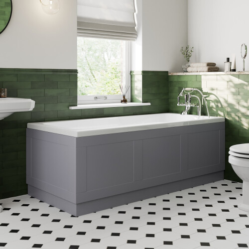 1700mm Front Side Bath Panel & 700mm End Panels 15mm MDF for Bathroom Traditional Grey Gloss