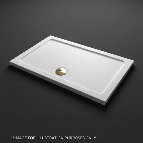 800 x 760mm White Bathroom Non Slip Shower Tray for Enclosures with Brass Waste Rectangular 1