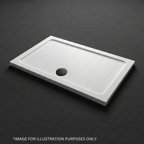 800 x 760mm White Bathroom Non Slip Shower Tray for Enclosures with Black Waste Rectangular 1