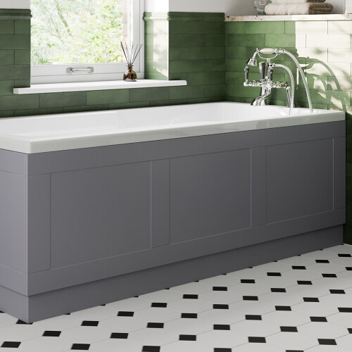1700mm Front Side Bath Panel & 700mm End Panels 15mm MDF for Bathroom Traditional Grey Gloss 1