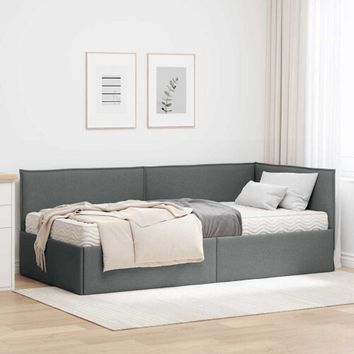 VidaXL vidaXL Eckbettgestell mit Matratze 2 stk. Dunkelgrau 90 x 190 cm Samt