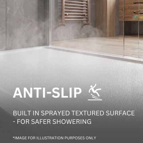 800 x 760mm White Bathroom Non Slip Shower Tray for Enclosures with Brass Waste Rectangular 2