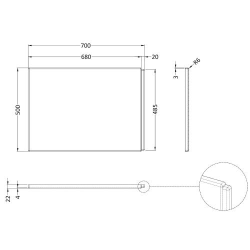 700mm End Bath Panel 3mm Acrylic for Bathroom P Shaped Baths Easy to Cut Modern White Gloss 2