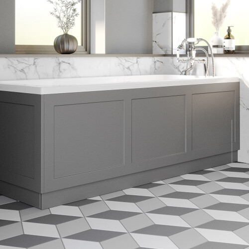 1700mm Front Side Bath Panel & 750mm End Panels 18mm MDF Bathroom Baths Traditional Matt Dark Grey 1