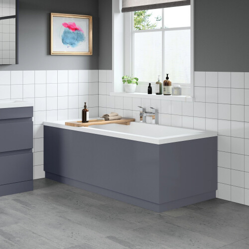 700mm End Bath Panel 18mm MDF for Bathroom Baths Modern Grey Gloss 2