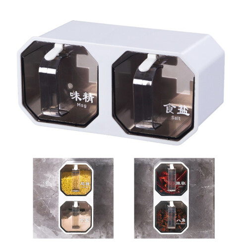 Wandmontierte Gewürzbox mit Deckel und Löffel