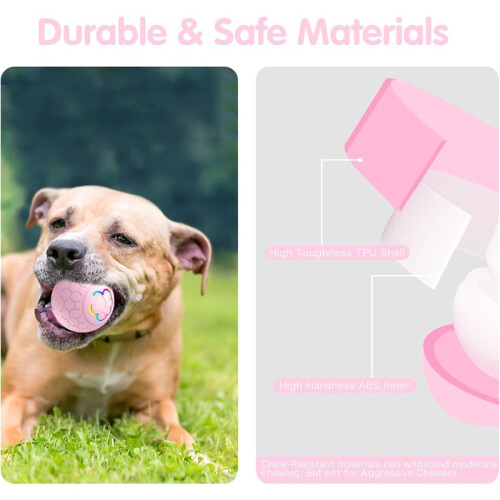 Motion-Activated Interactive Dog Ball – Sturdy USB Rechargeable Rolling Toy, 2.2 Inch, Pink 2