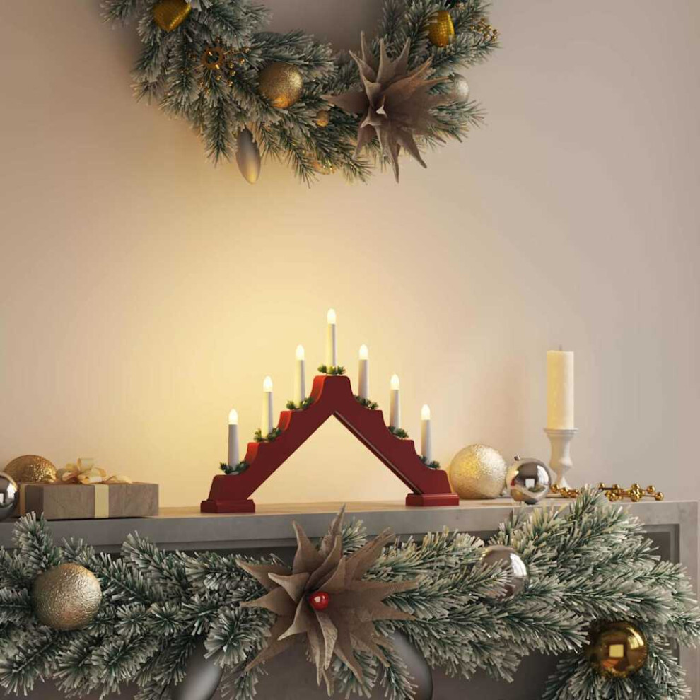 Vidaxl Christmas Candle Bridge Red 39.5 X 5 X 29 Cm Solid Pine Wood
