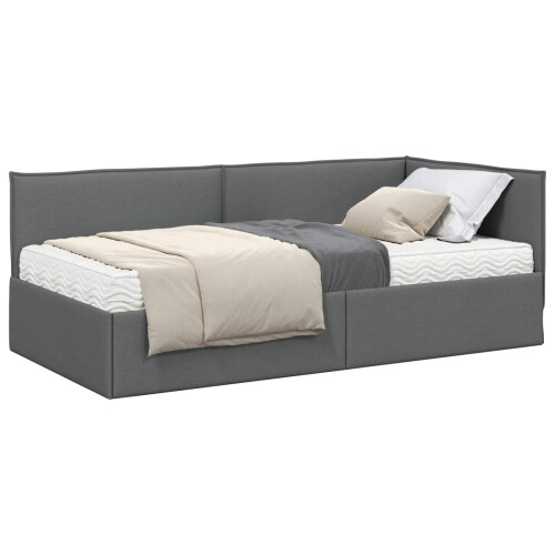 VidaXL vidaXL Eckbettgestell mit Matratze 2 stk. Dunkelgrau 90 x 190 cm Samt 1
