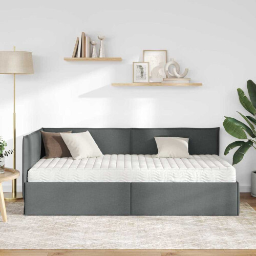 VidaXL vidaXL Eckbettgestell mit Matratze 2 stk. Dunkelgrau 90 x 190 cm Samt 2